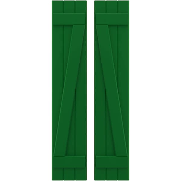 Ekena Millwork Americraft 3-Board (2 Batten) Wood Joined Board-n-Batten Shutters w/ Z-Bar, ARW102BB311X77HGH, PR ARW102BB311X77HGH - main